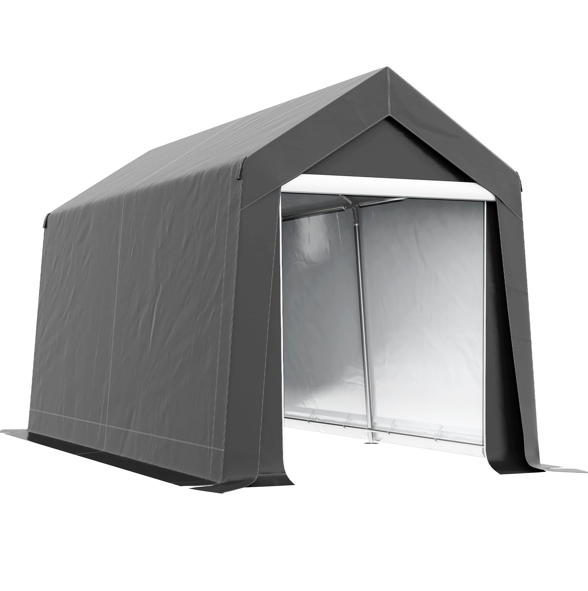 Modfu SKLADOVACÍ stan z oceli 210x360x235 cm tmavě šedý s UV ochranou, zipovým vstupem a větracím oknem