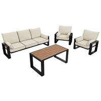 GARTENMÖBEL-SET ELBA:  1x Tisch, 1x Sofa, 2x Sessel - Beige - Beige, Textil - MKS