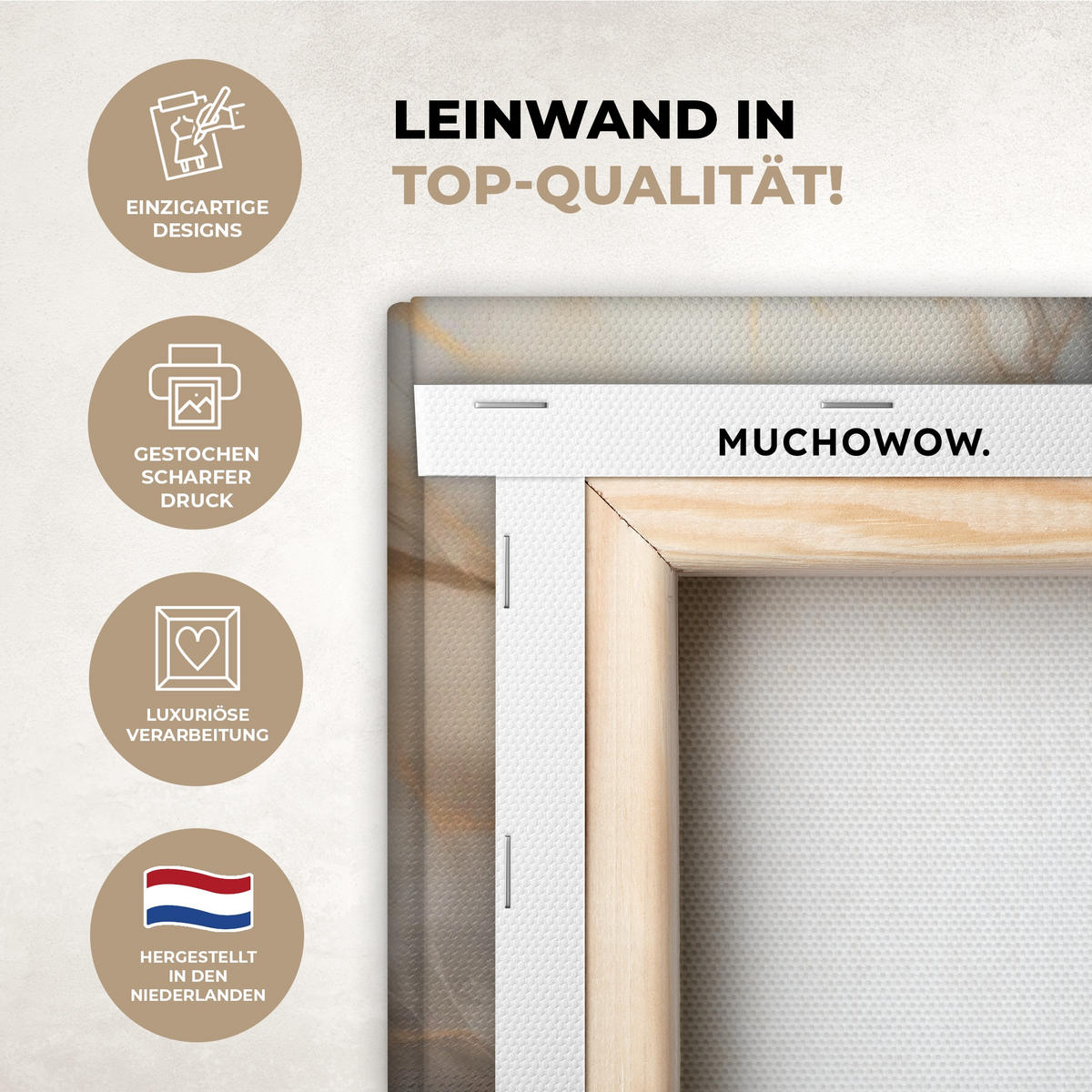 LEINWANDBILD Marmor - Grau - Gold Deko Groß 90x140 cm - Weiß, Textil (90/140cm) - MuchoWow