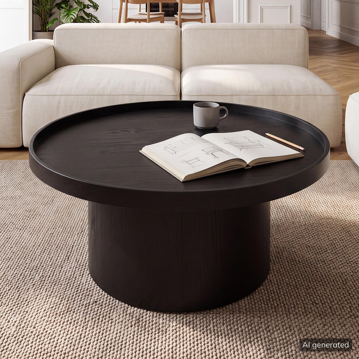 COUCHTISCH - MDF - Eiche - Eichefarben/Schwarz, Holzwerkstoff (80/80/35cm) - home24