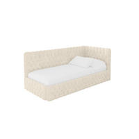 EINZELLBETT Jugendbett mit Bettkasten, Links - MULY 90x200 Beige - Beige, Holzwerkstoff/Textil (90/200cm) - ALTDECOR