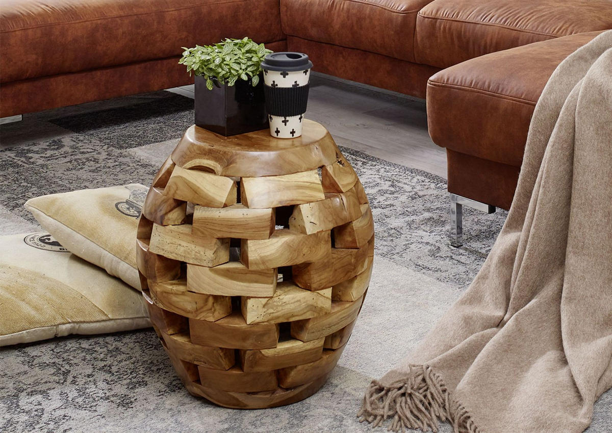 BEISTELLTISCH Teak Wurzel 30x30x47 UNIKA #152 - Naturfarben, Holz (30/30/47cm) - Massivmoebel24