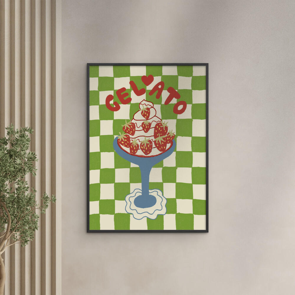 POSTER mit Rahmen Studio Dolci - Gelato - Schwarz/Grün, Holz/Papier (70/100cm) - Poster&Frame