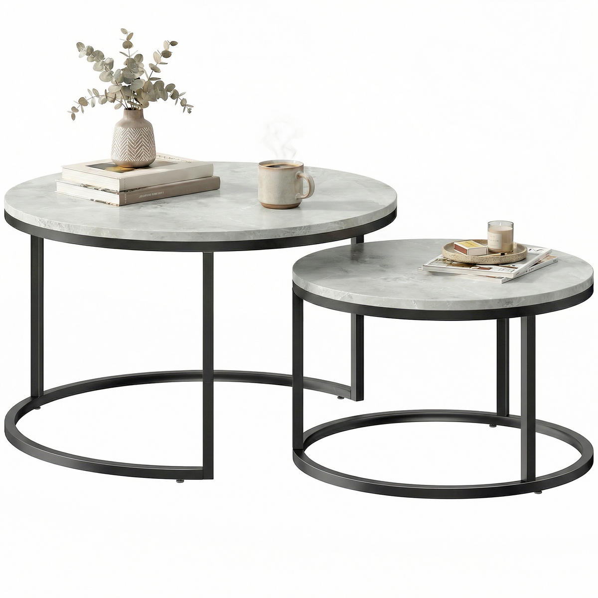 BEISTELLTISCH Grau 2 Stück - Grau, Metall (78.5/78.5/46.5cm) - GiPP