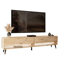 LOWBOARD TV-Schrank CALANTE 180 LOFT cm auf schrägen schwarzen Beinen - Schwarz/Eiche Artisan, Holzwerkstoff/Metall (180/43/35cm) - Lookway