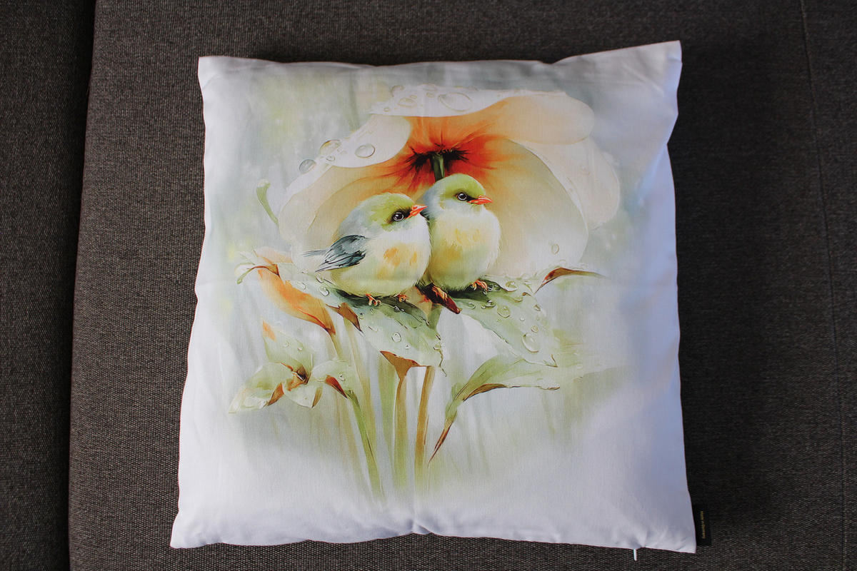 KISSENHÜLLE FRÜHLINGSFEST VÖGEL - Mintgrün, Textil (50/50cm) - Yve! decoration