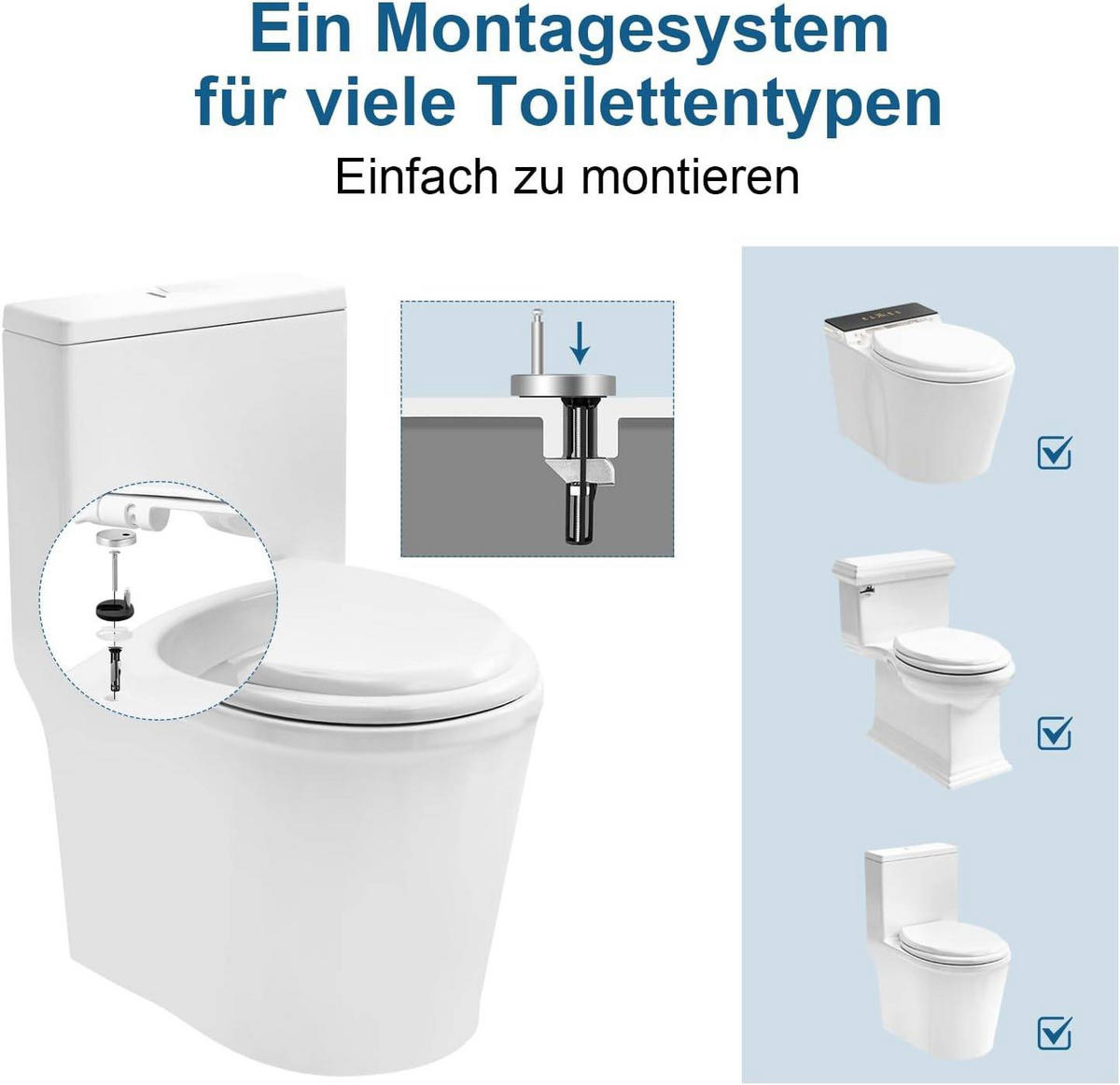 TOILETTENDECKEL mit Absenkautomatik, aus Duroplast, Oval - Blau/Hellbraun, Kunststoff (37/2.51/47cm) - Woltu