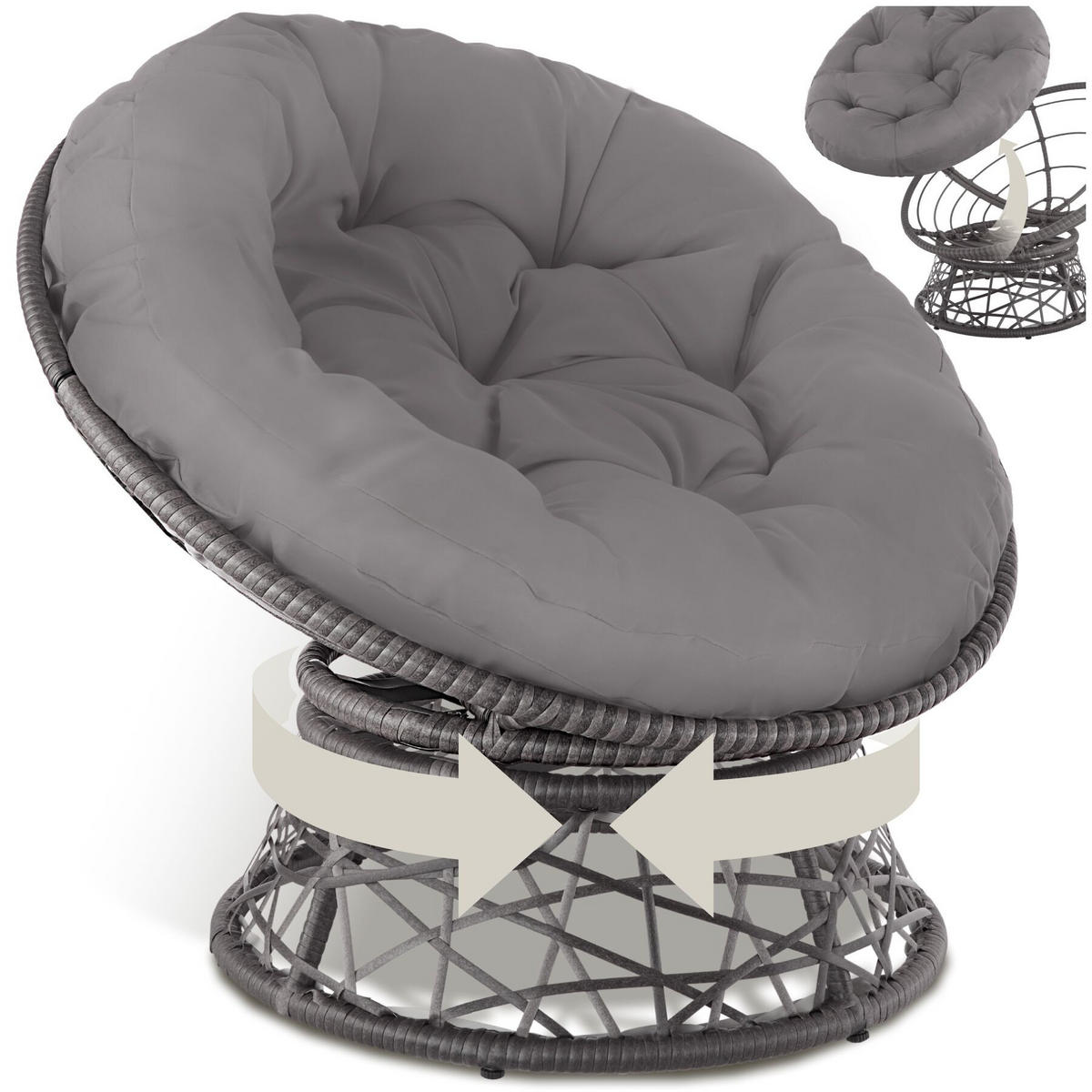 RATTANSESSEL Gargano, 92 x 80 x 80,5 cm, grau - Grau, Kunststoff (80/80.5/92cm) - tectake