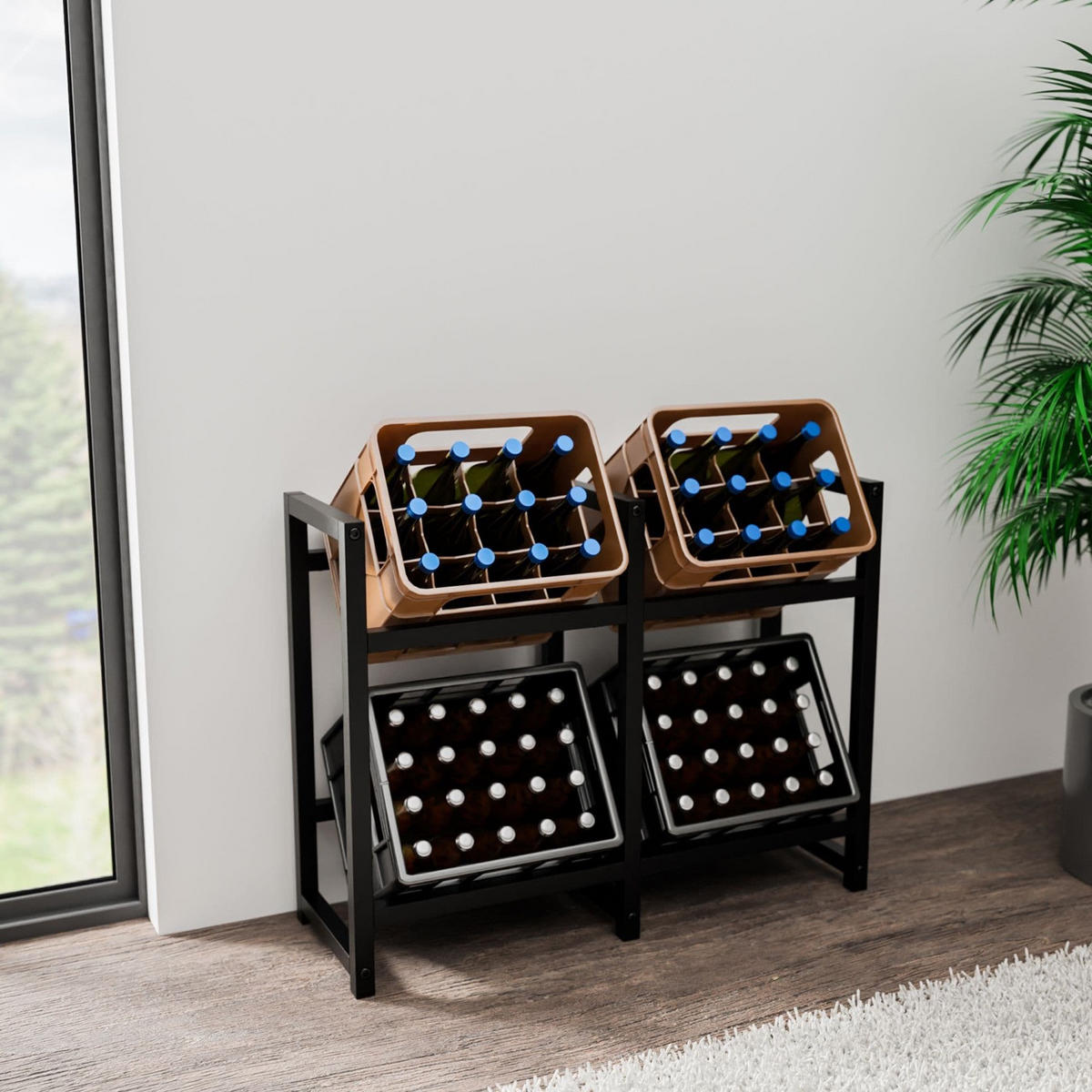 GETRÄNKESKISTENSTÄNDER Star - 4er Set - schwarz - Schwarz, Metall (91/31/75cm) - TPFLiving