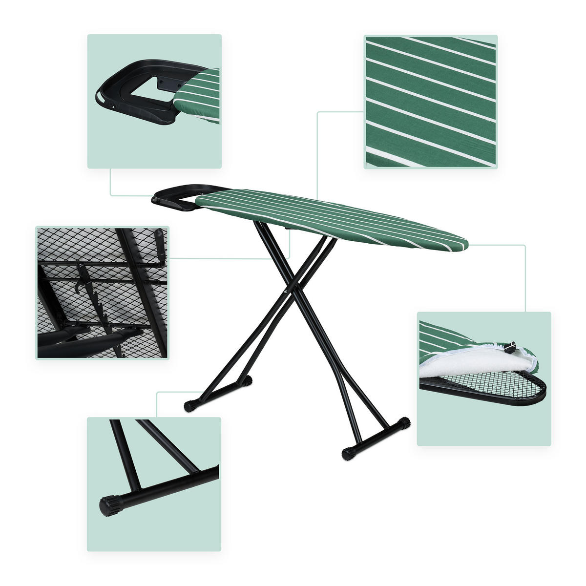 ŽEHLIACA doska - viacfarebná, kov/textil (145/40cm) - Relaxdays