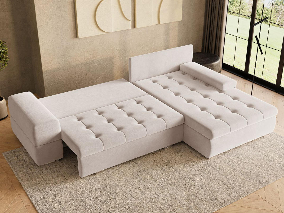 ECKSOFA Sonia Beige - Beige/Silberfarben, Holz/Textil (310/210cm) - Graingold