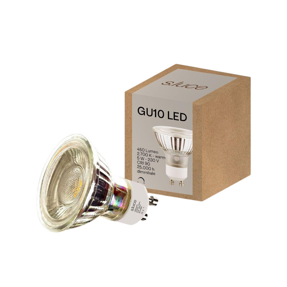 LED-LEUCHTMITTEL GU10 Warmweiß 2700K 450lm 5W Dimmbar CRI 90 - Chromfarben, Metall (5/6cm) - s.luce