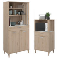 KÜCHENMÖBEL Gala 1 in Jackson Eiche und Beton Optik 2teilig Küchenbuffet mit Beistellschrank - Braun, Holzwerkstoff (80/200/120cm)