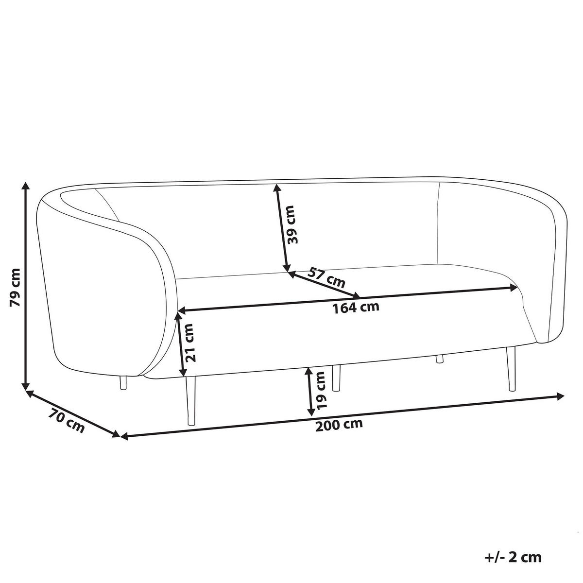3-SITZER-SOFA Polyester Weiß Loen - Weiß, Textil (200/79/70cm) - Beliani