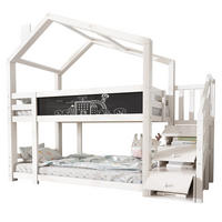 HAUSBETT 90/200 cm in Weiß mit Tafel und Stauraum - Weiß, Holzwerkstoff (90/200cm) - Flora Grace