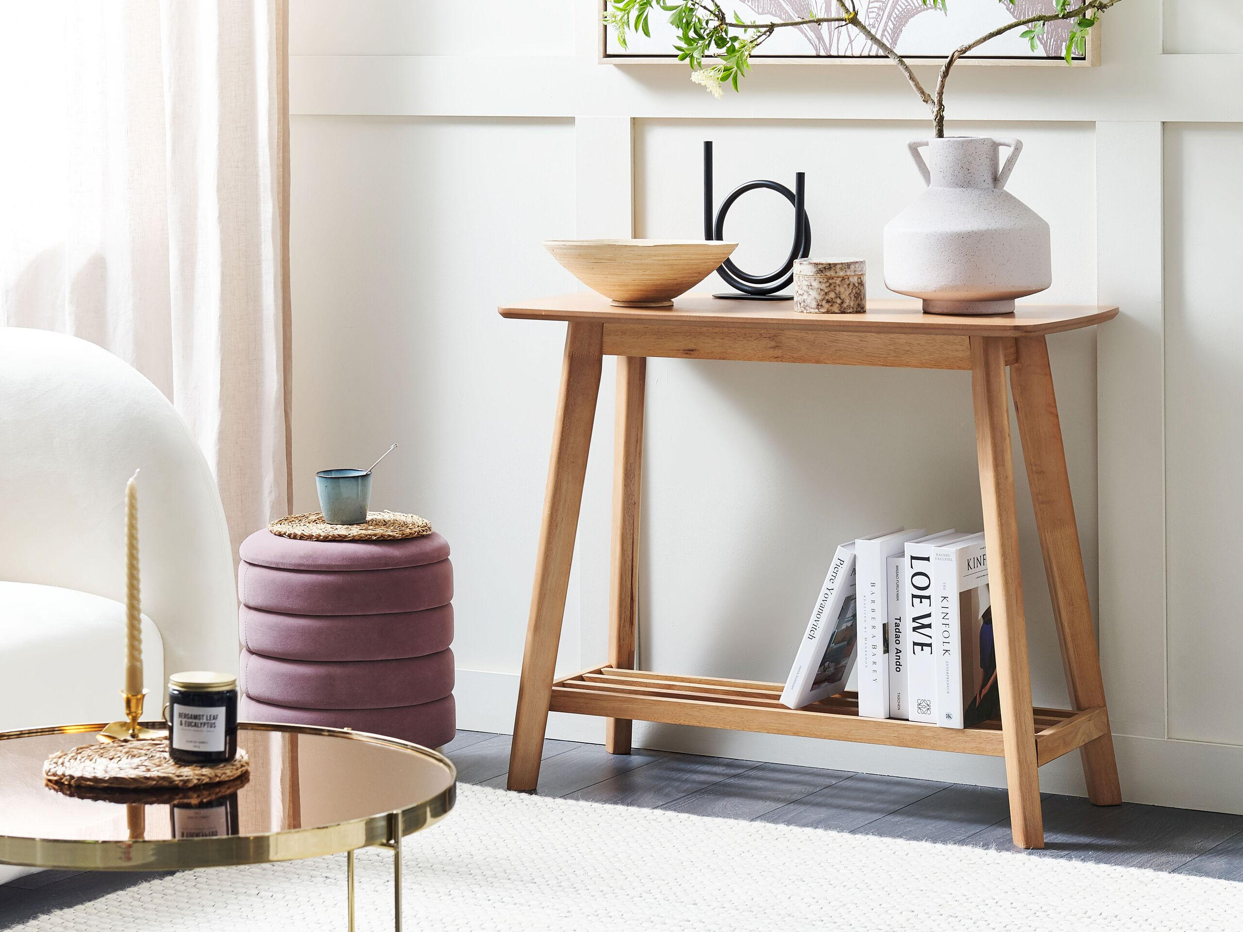 KONSOLENTISCH heller Holzfarbton Tulare - Hellbraun, Holz (90/40/75cm) - Beliani