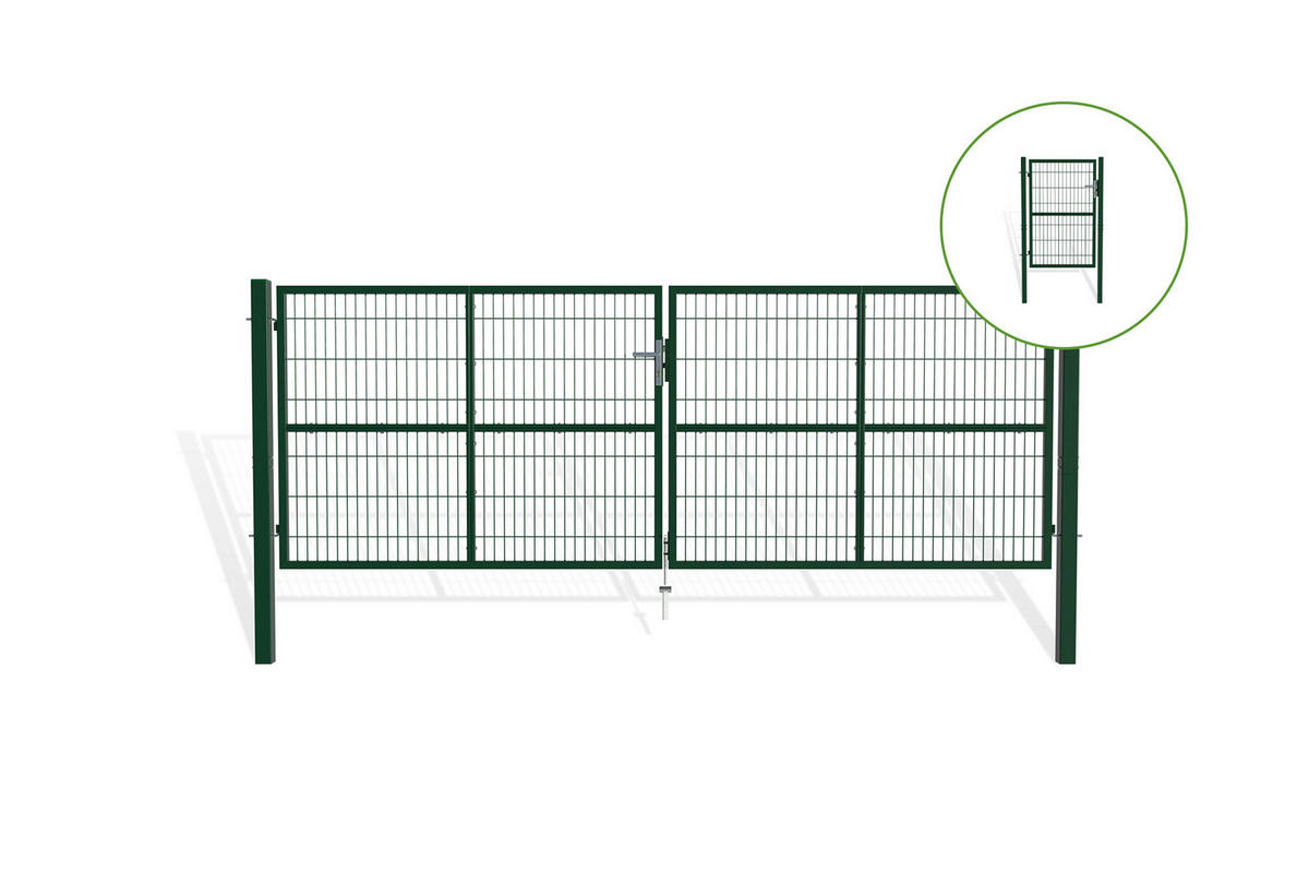 ZAUNTOR Razo Grün 4m H.140cm + TÜRCHEN 1m H.140cm - Grün, Metall (408/146cm) - Casanoov