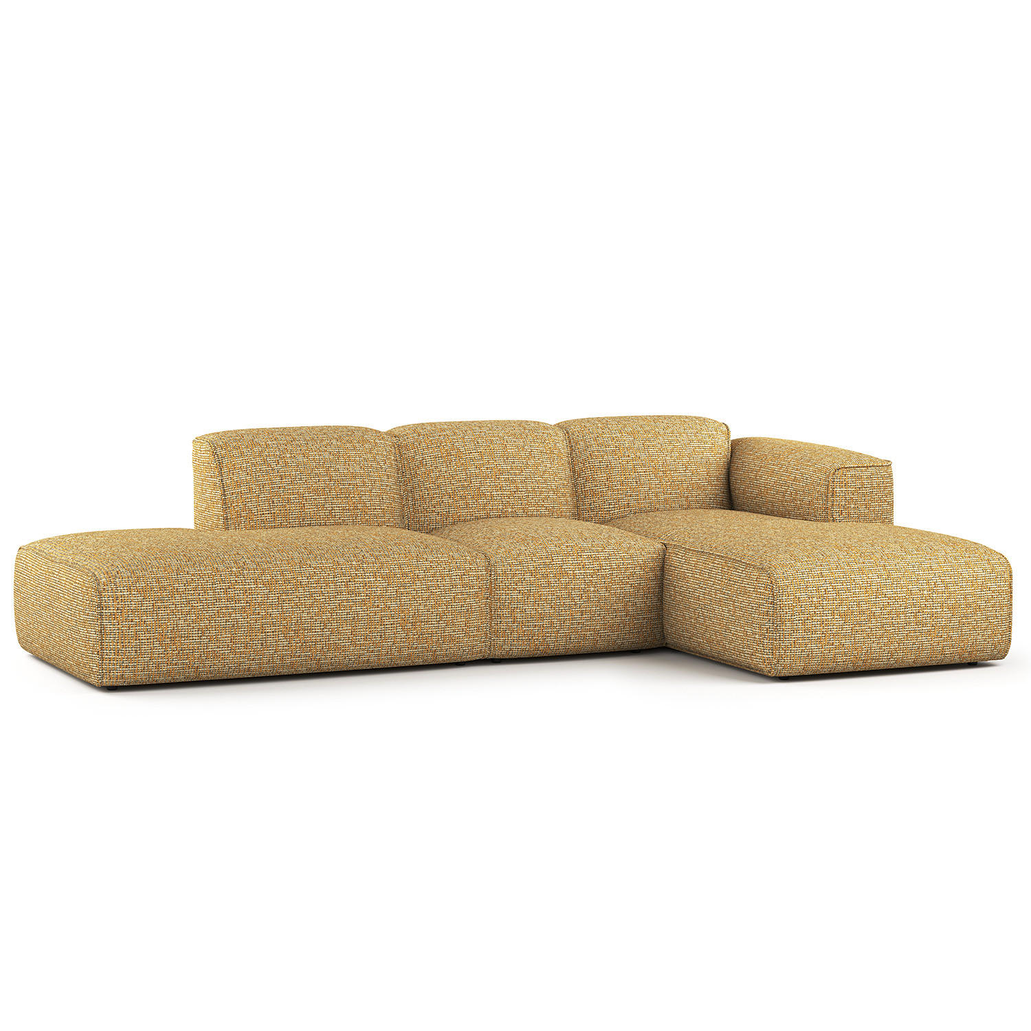 ECKSOFA mit Chaiselongue - Schwarz/Honig, Kunststoff/Textil (290/173cm) - home24