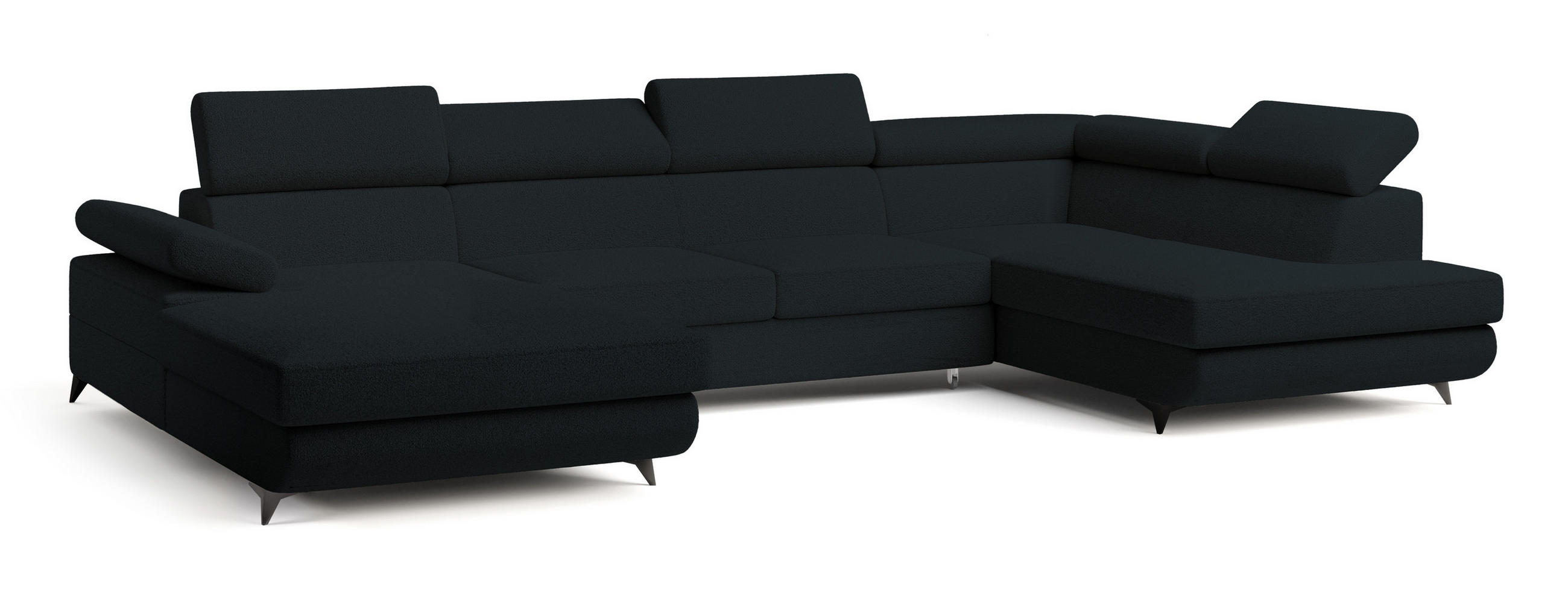 ROHOVÁ SEDAČKA RUBANO černá - černá, kov/dřevo (339/190cm) - MASSENO