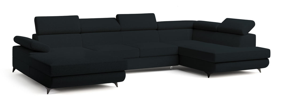 ROHOVÁ SEDAČKA RUBANO černá - černá, kov/dřevo (339/190cm) - MASSENO