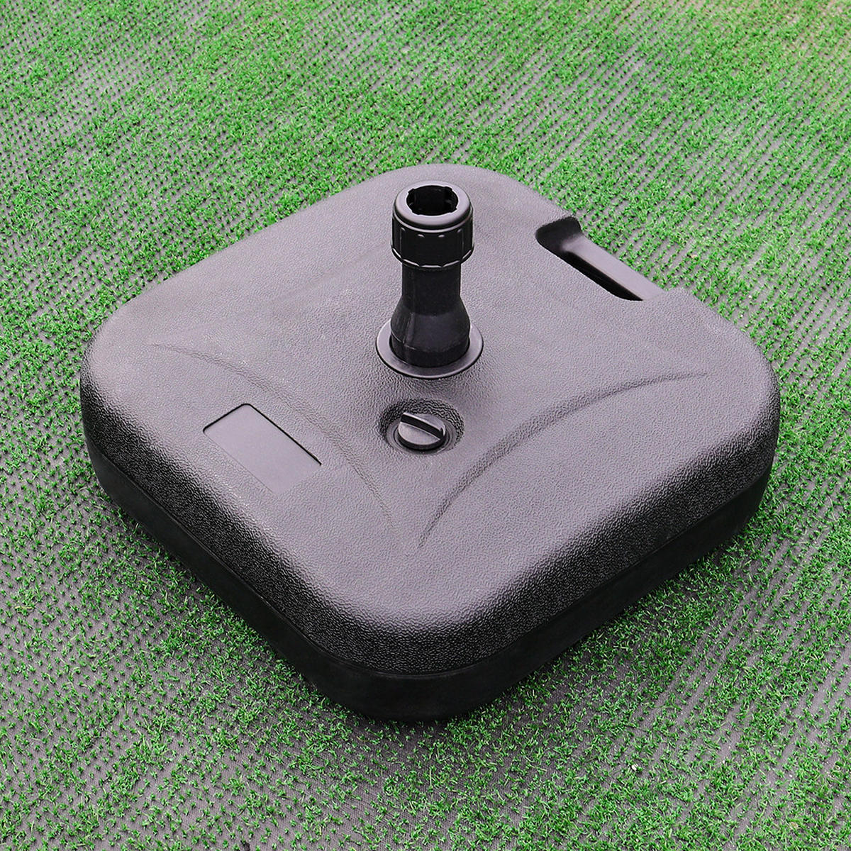 SONNENSCHIRMSTÄNDER aus PP in Schwarz quadratisch befüllbar 44,5 × 44,5 × 28 cm befüllt bis zu 20 kg - Schwarz, Kunststoff (44.5/44.5cm) - Livingandhome