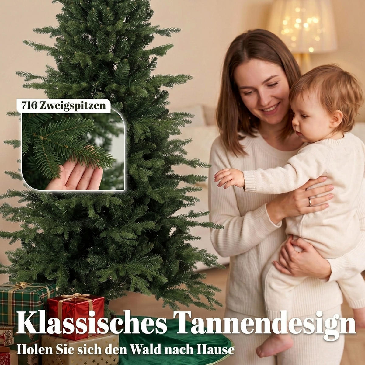 KÜNSTLICHER-WEIHNACHTSBAUM PE PVC Grün - Grün, Kunststoff (180cm) - HOMCOM