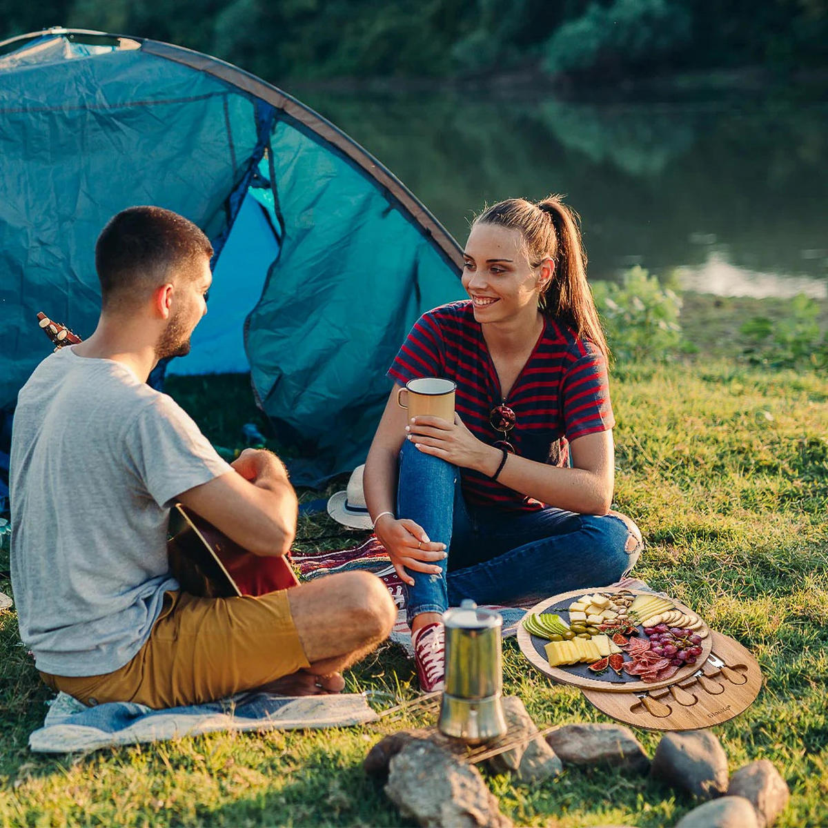 KÄSEBRETT mit Käsemesser Set 30cm - Beige, Holz (30/30cm) - BlauKe