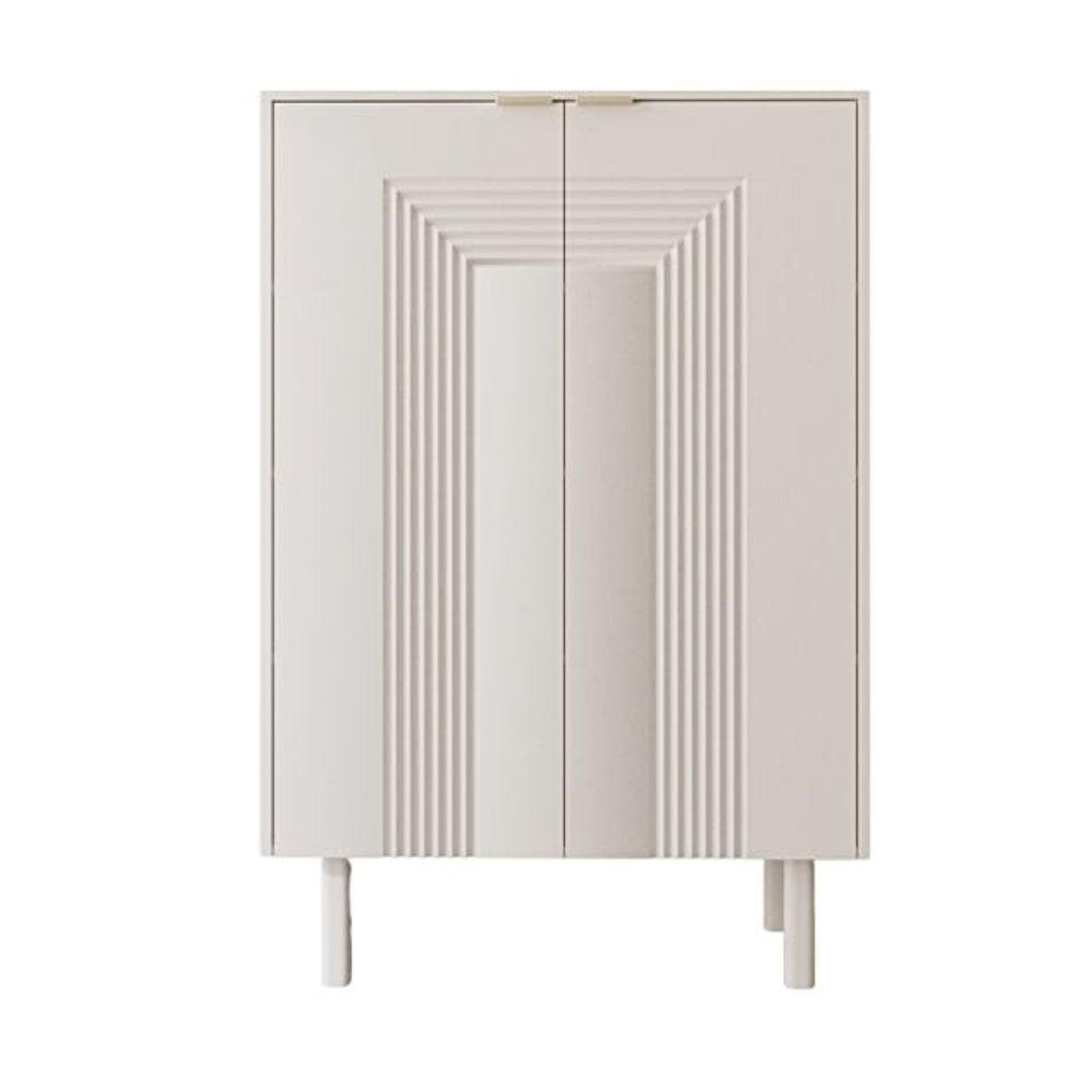 SCHUHSCHRANK Yoko, Weiß, Mit Dekorativen Fronten Und Goldgriffen - Weiß, Holzwerkstoff/Buchenholz (80/120/40cm) - Dancan