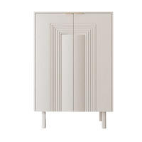 SCHUHSCHRANK Yoko, Weiß, Mit Dekorativen Fronten Und Goldgriffen - Weiß, Holzwerkstoff/Buchenholz (80/120/40cm) - Dancan