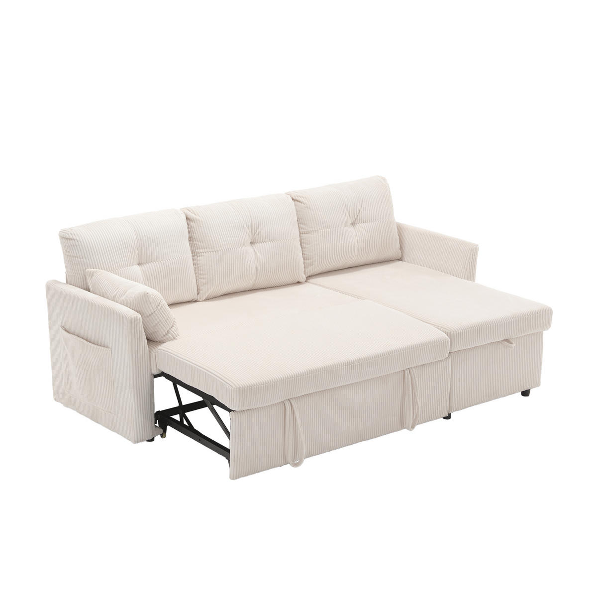 ECKSOFA DE-33735 L-Form mit Stauraum Beige - Beige, Holzwerkstoff (206/108cm) - ComfortXL
