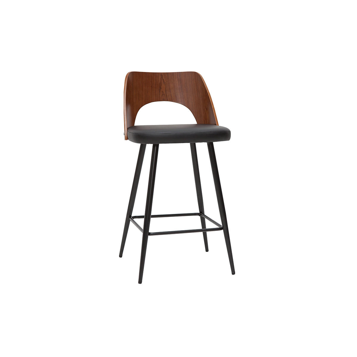BARHOCKER Schwarz Walnuss H66,5 cm 2er-Set FALCOM - Walnussfarben, Holz (46.5/90/45cm) - Miliboo