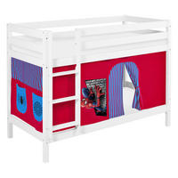 ETAGENBETT JELLE 90x200 cm Spiderman - Hochbett - inkl. Vorhang und 2 Lattenrosten - Weiß, Holz - Lilokids