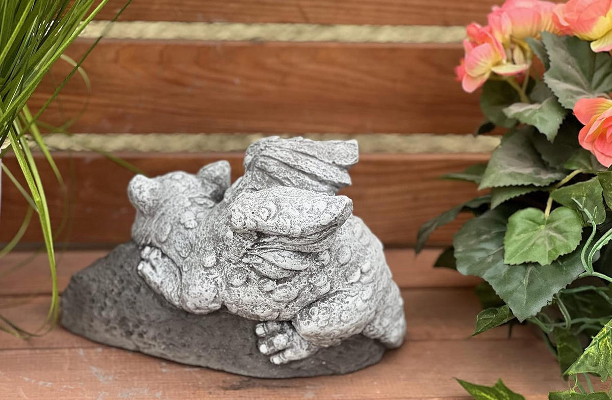 STEINFIGUR Schlummerdrache Drache frostfest Steinguss - Grau, Stein (21/14/13cm) - stoneandstyle