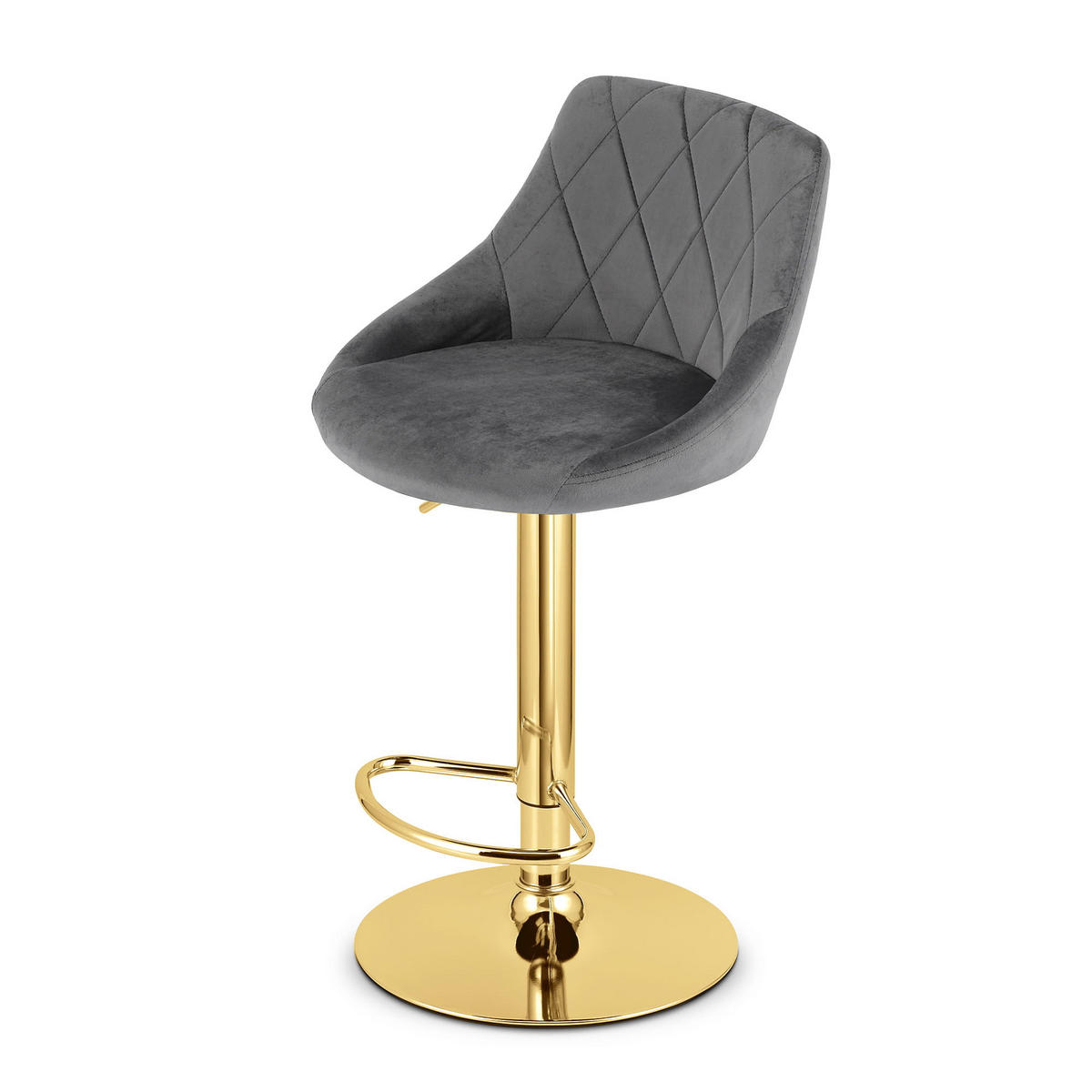 BARHOCKER DAKA grauer Sitz, Goldbasis - Grau, Textil (45.5/105/49cm) - Valora