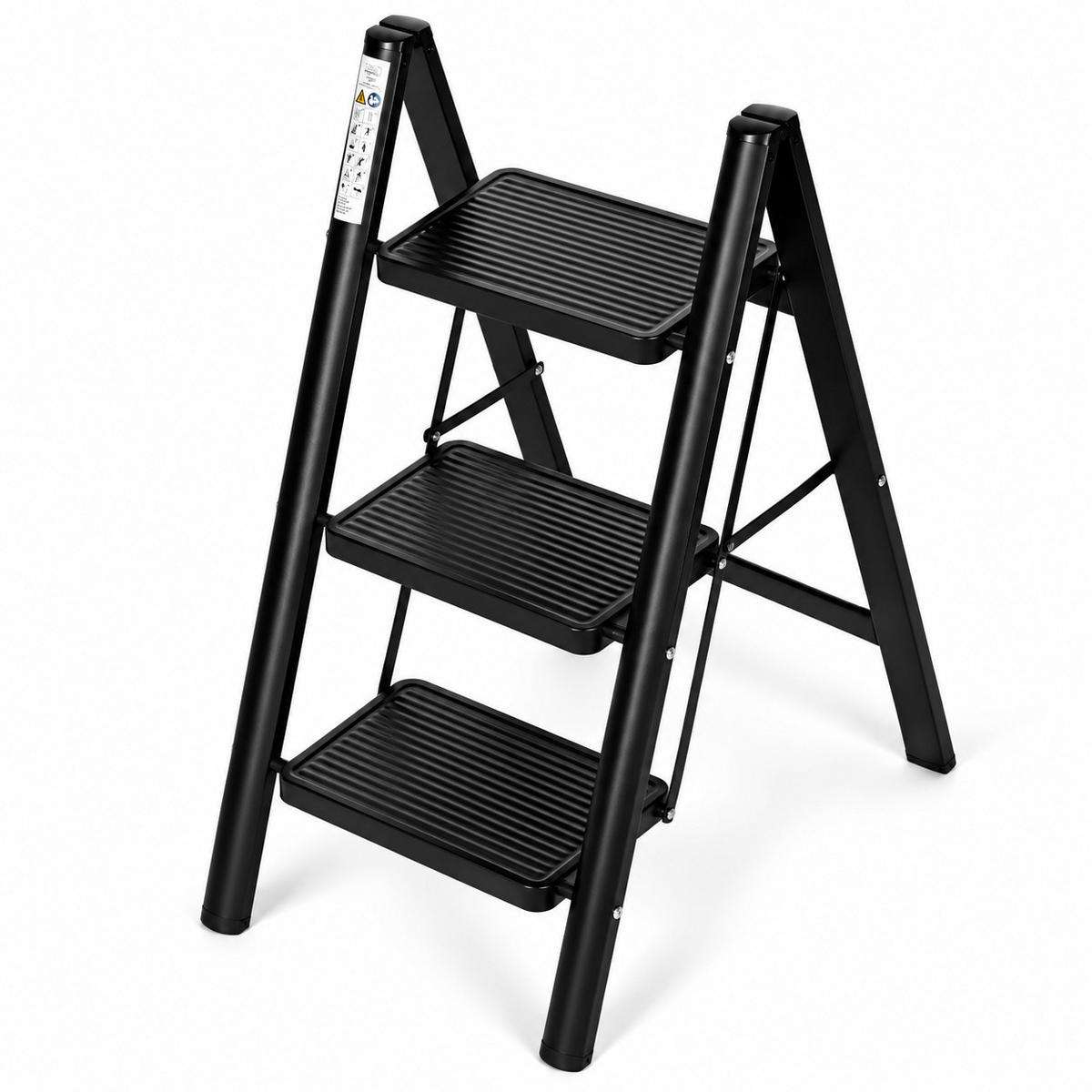 KLAPPTRITTLEITER 3 Stufen Schwarz - Schwarz, Kunststoff/Metall (41/84.5/66cm) - Mat-Haus