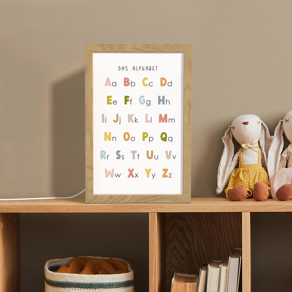 NACHTTISCHLAMPE Pädagogisch - Alphabet lernen - Farbenfroh - Weiß - Buchstaben 20x30 cm - Weiß, Holzwerkstoff (8/20/30cm)