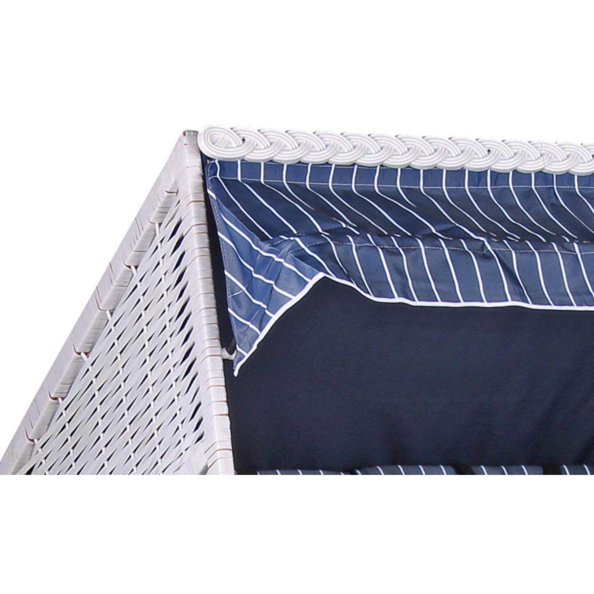 STRANDKORB Ostsee 2-Sitzer PE weiß - Blau/Braun, Metall (120/160/80cm) - Mr. Deko