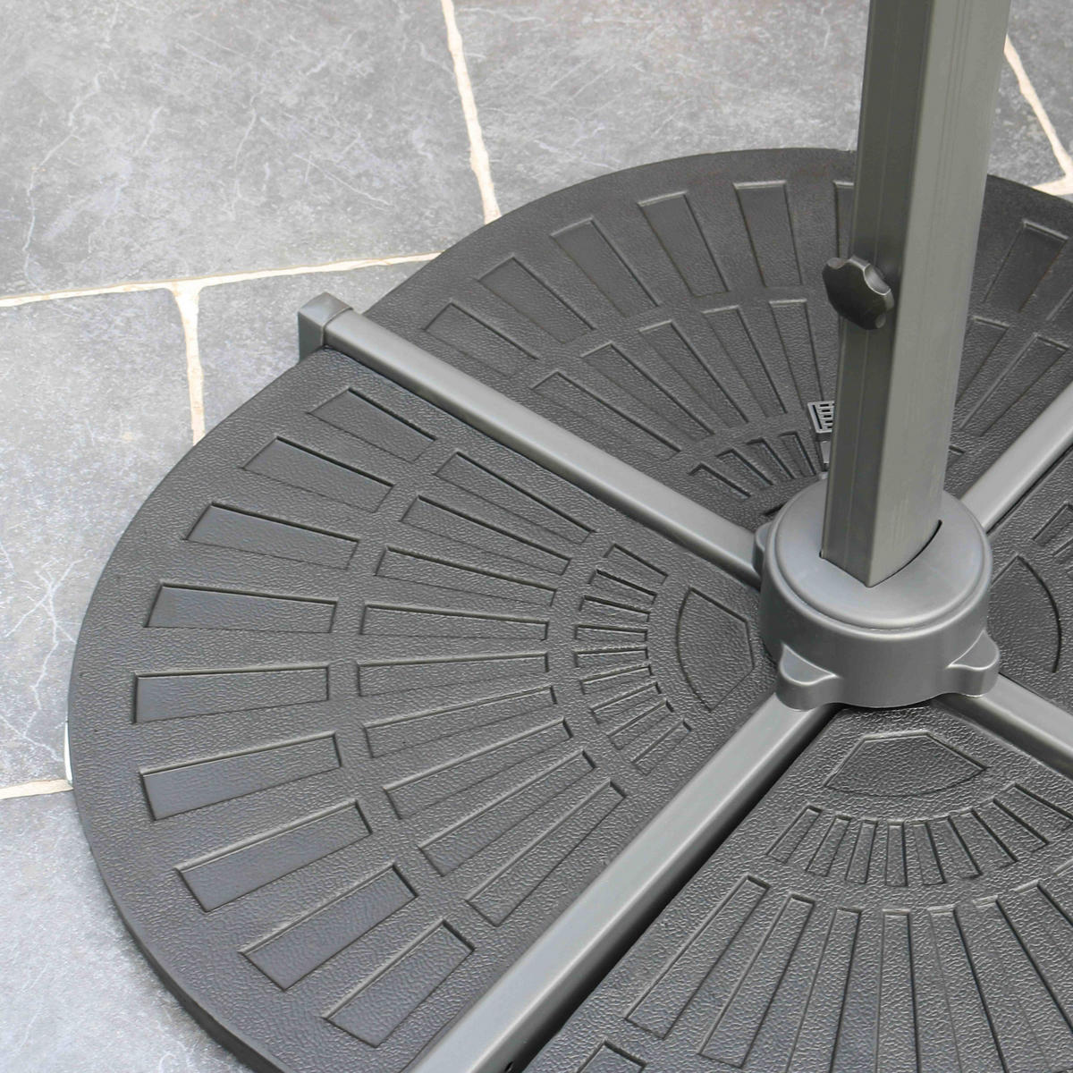 SONNENSCHIRM 2x3m mit 4 Gewichtsplatten, Taupe - Taupe, Metall (300/200cm) - Oviala