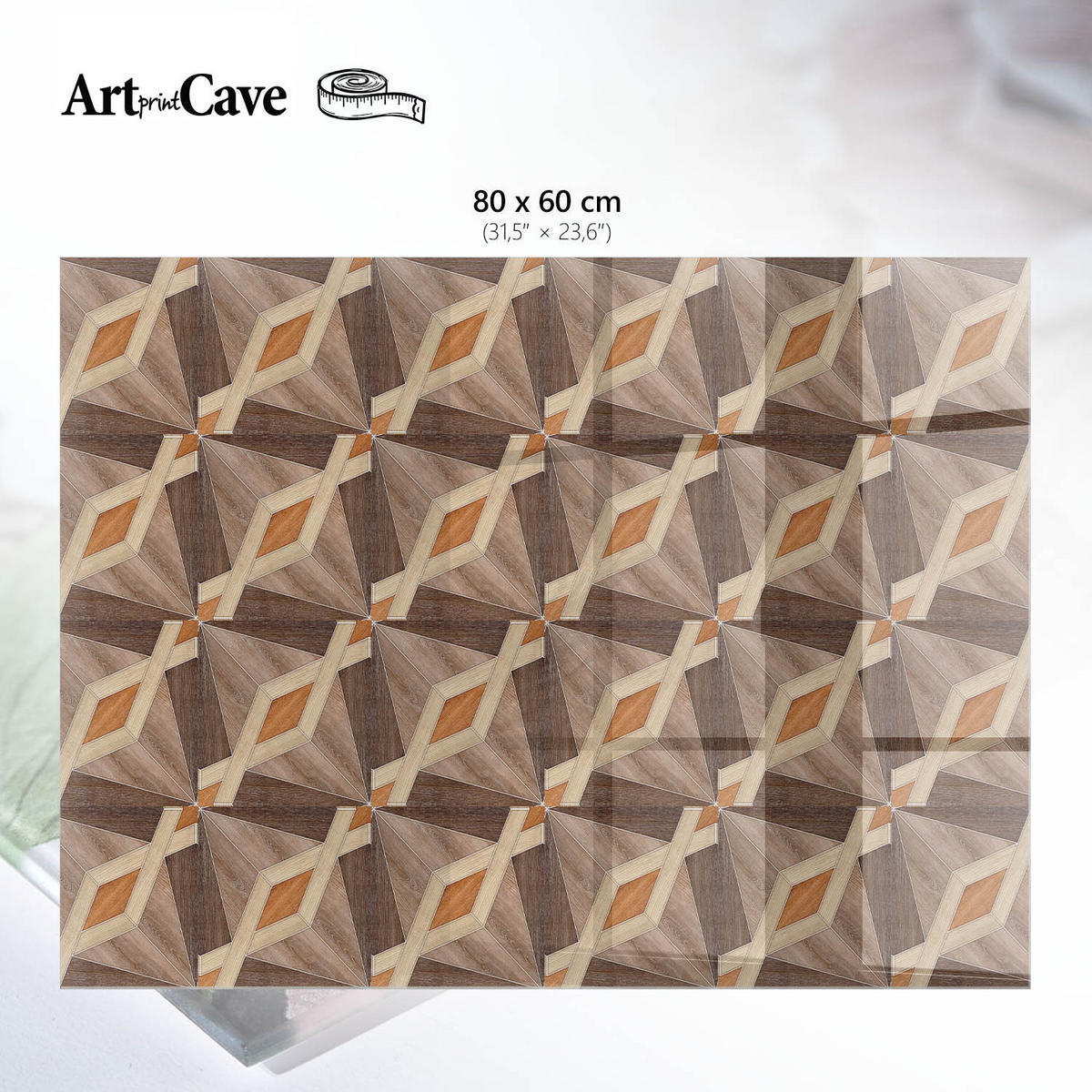 GLASPLATTE 80x60 cm – Geometrisches Mosaik - Blau, Glas (0.4/80/60cm) - ArtPrintCave