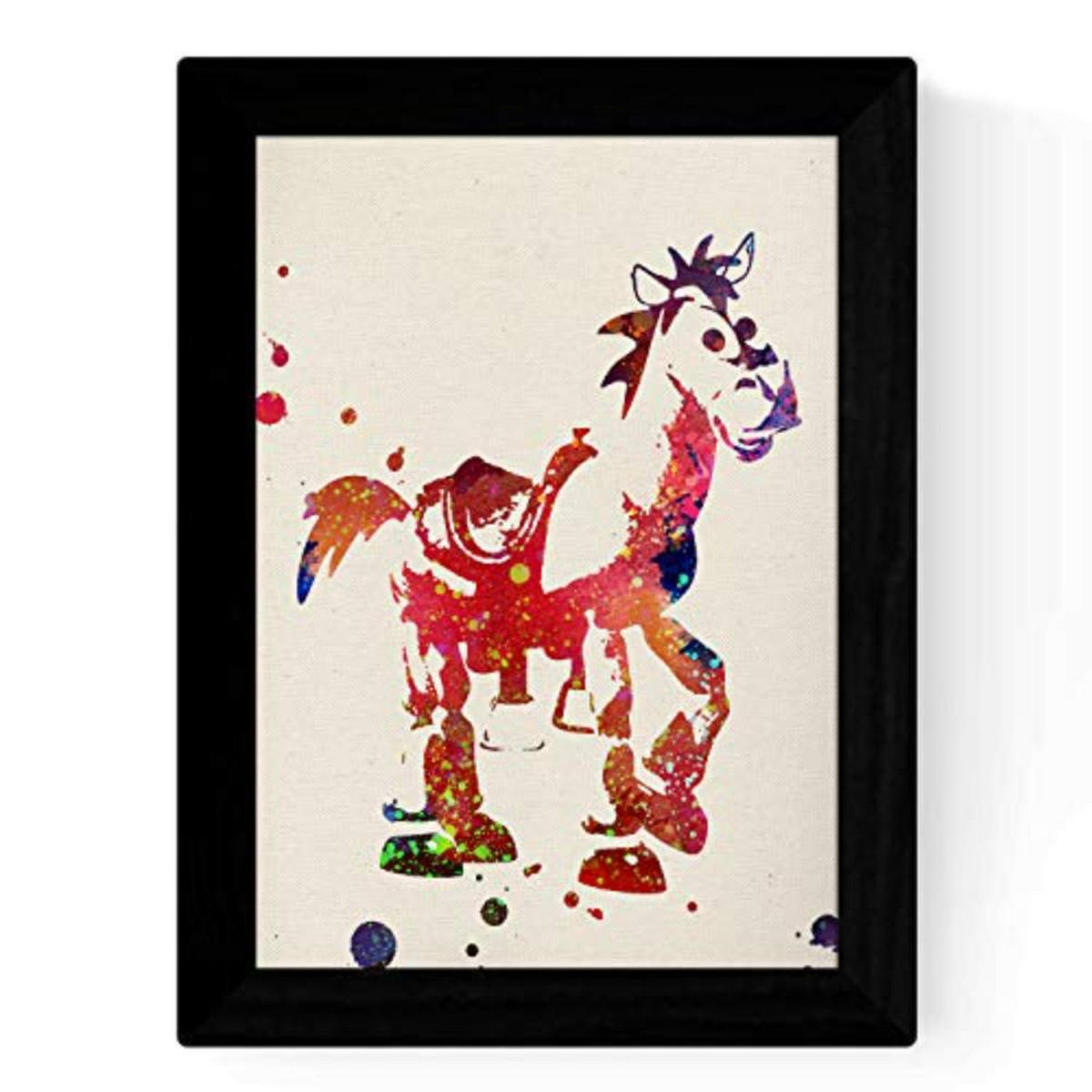 POSTER Set mit 4 Filmspielzeuggeschichte, Buzz, Woody, Jessie und das Pferd A3 Schwarzer Rahmen - Schwarz, Papier (29.7/3cm) - Nacnic