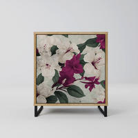 SIDEBOARD FLOWERET DREAM, Eichefarben, 57,5x42x67,5 cm, Schwarze Metall-Rahmenfüße - Eichefarben/Multicolor, Holzwerkstoff/Metall (57.5/67.5/42cm) - SpaceRebels