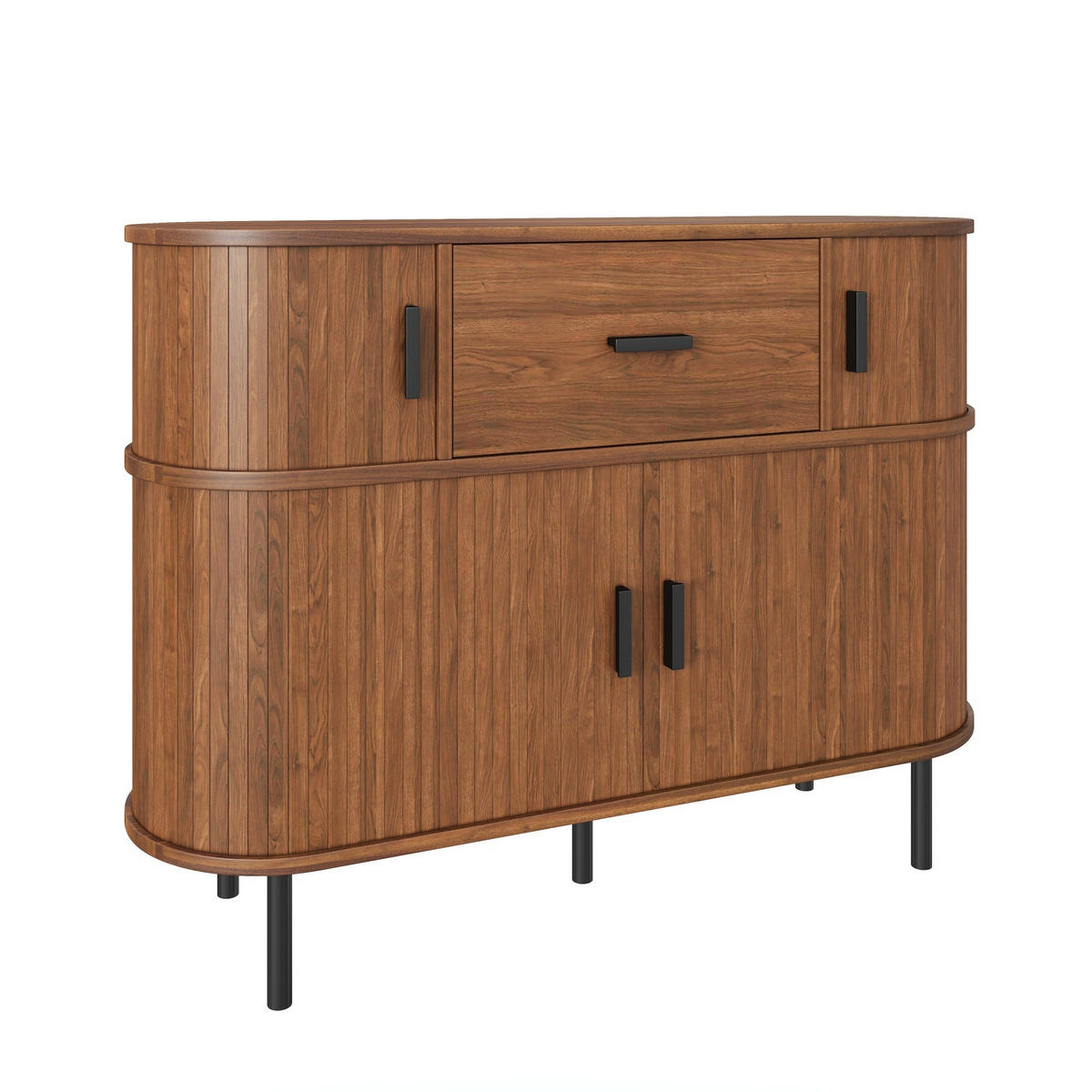 SIDEBOARD Ořechové dvouúrovňové s posuvnými dvířky - barva vlašského ořechu, kompozitní dřevo (110/81.5/35cm) - Urban Meuble