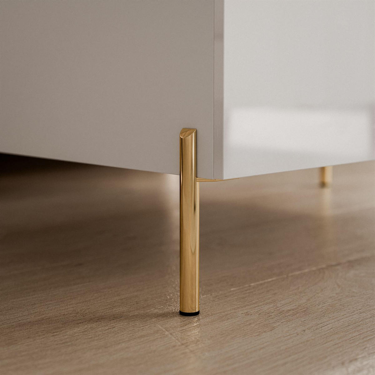 COUCHTISCH AURORA mit Staufach Weiß / Weiß hochglanz mit gerade Goldchrom Fuße - Weiß Hochglanz/Goldfarben, Holzwerkstoff/Metall (60/90/40cm) - Lookway