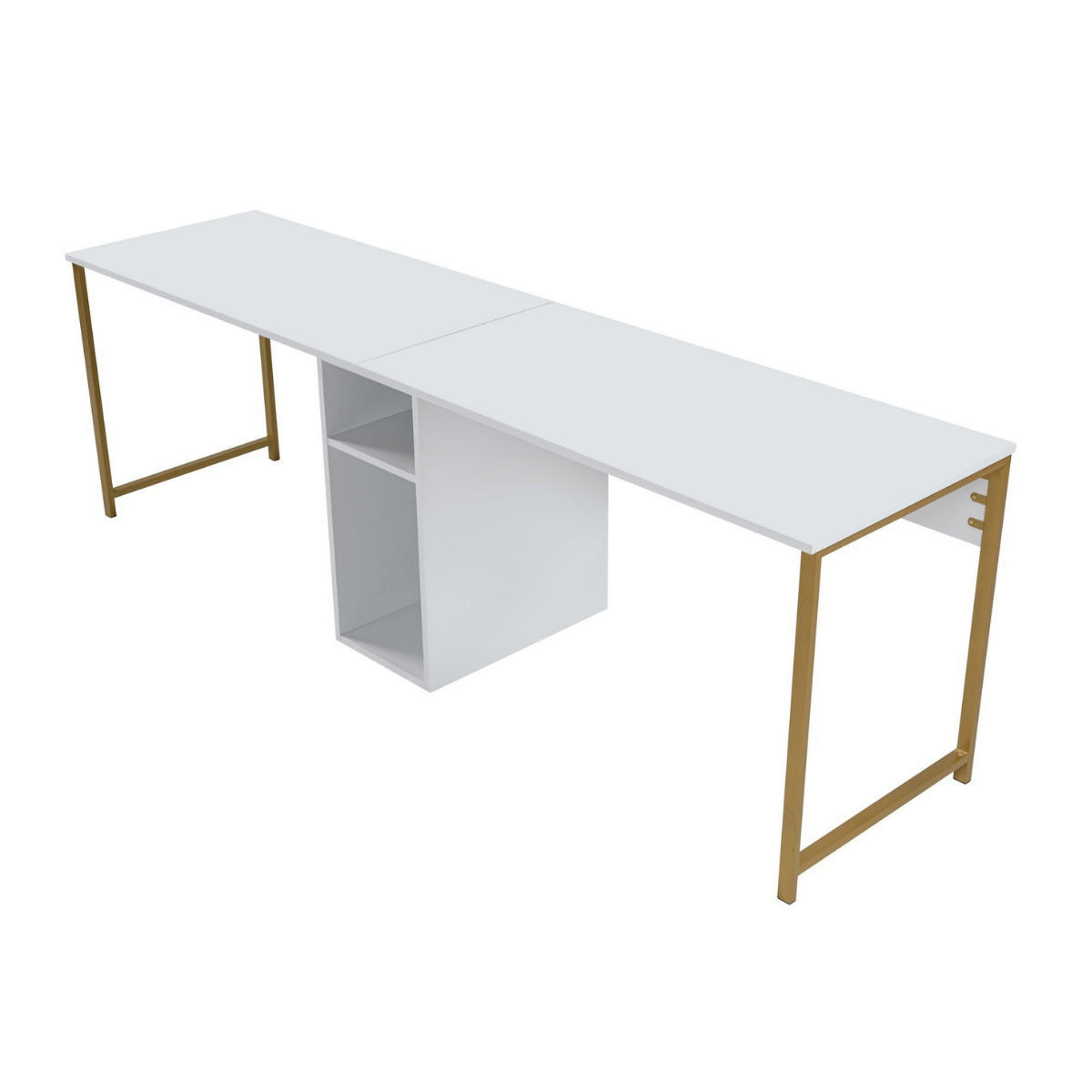DOPPELSCHREIBTISCH - twin 240/60/74 cm - Weiß, Holzwerkstoff (240/60/74cm) - Calicosy