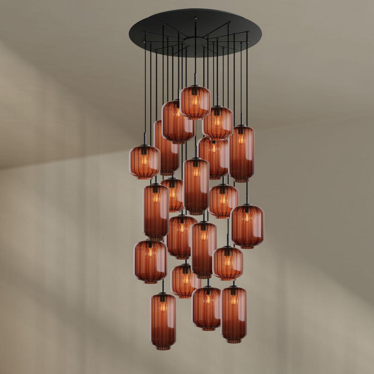 GALERIELEUCHTE Velo 20-flammig Braun Ø 18/20/25cm - Schwarz/Braun, Glas (25/25/27cm) - s.luce