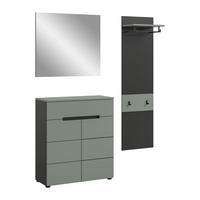 GARDEROBE Nova (B/H/T: ca. 140/190/37 cm) 3 tlg. in Basalt grau/Smoke Green - Grau, Holzwerkstoff (140/190/37cm)