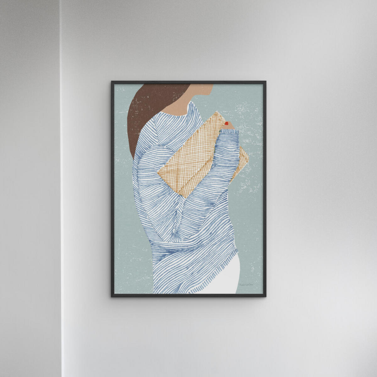 POSTER mit Rahmen Wild Apple - Striped I - Blau/Schwarz, Holz/Papier (70/100cm) - Poster&Frame