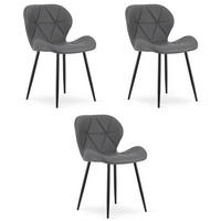 STUHL Grau 46x53 cm MANGO Öko-Leder 3 Stück - Grau, Kunststoff (46/52/53cm)