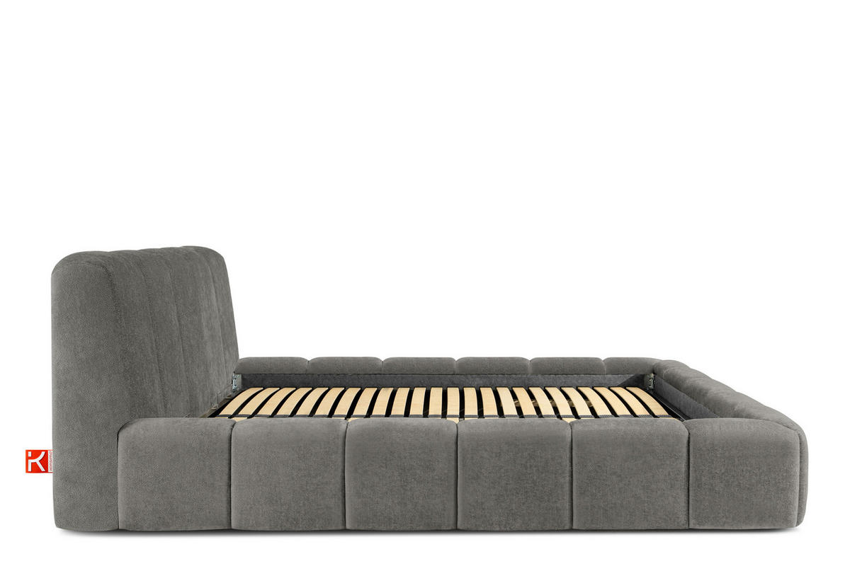 POLSTERBETT OLMIRA - Dunkelgrau/Schwarz, Holz/Holzwerkstoff (162/203cm) - KONSIMO®