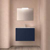 BADEZIMMERMÖBEL NOJA 800 2 Türen BLUE SATIN + Waschtisch + Spiegel - Schwarz, Metall (45/54/80cm) - Salgar